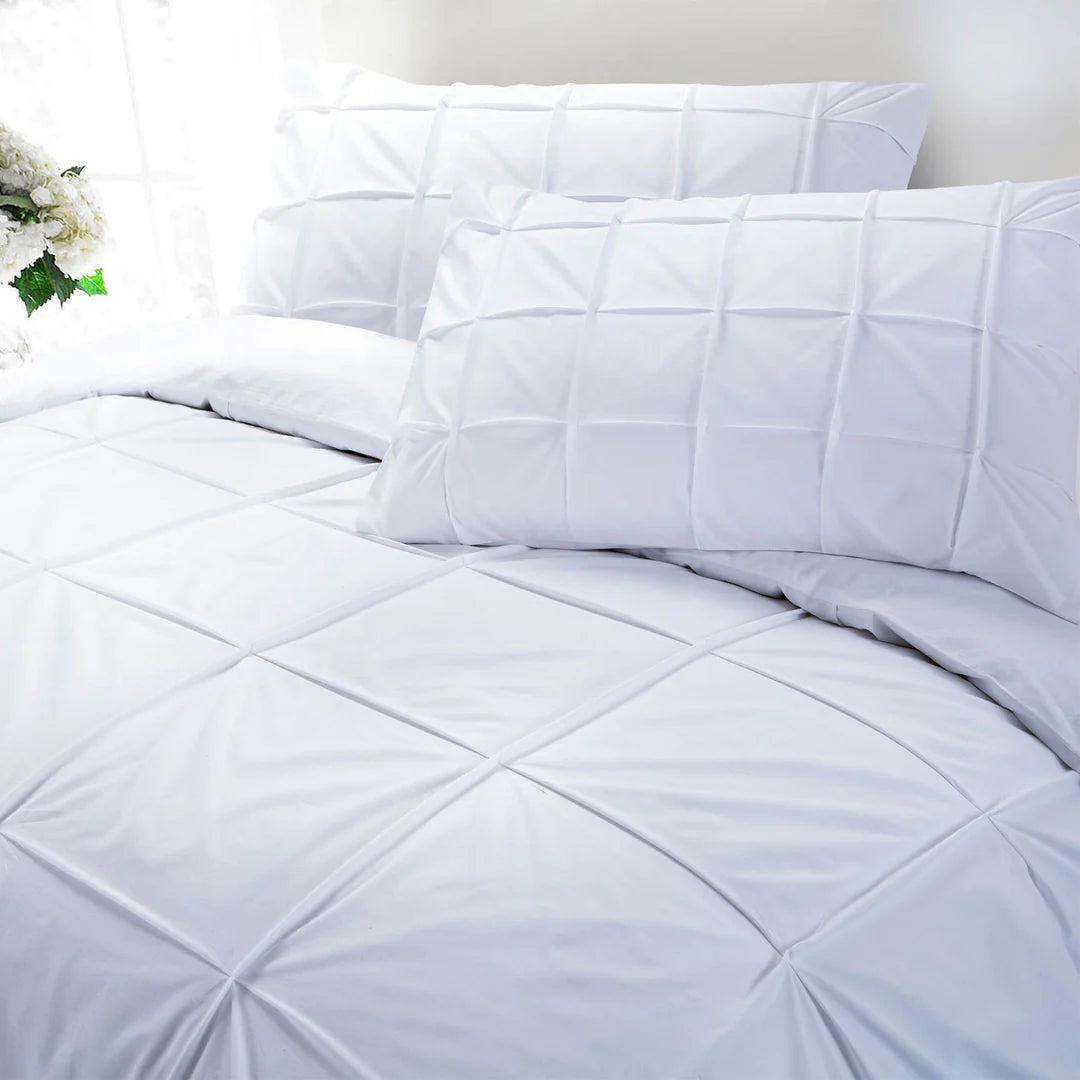 100% Cotton Percale Pintuck Soft Duvet Cover Set