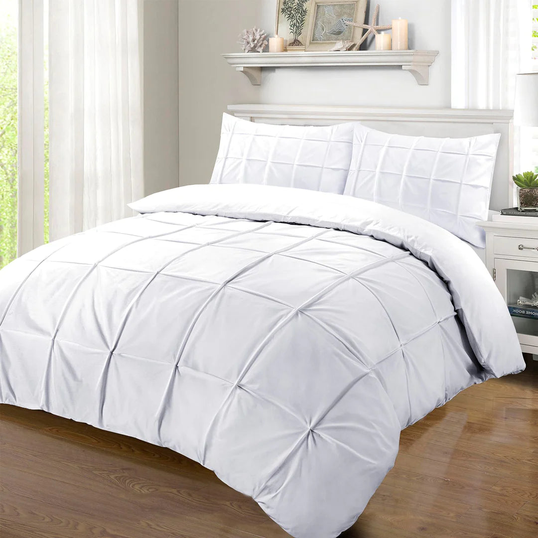 100% Cotton Percale Pintuck Soft Duvet Cover Set