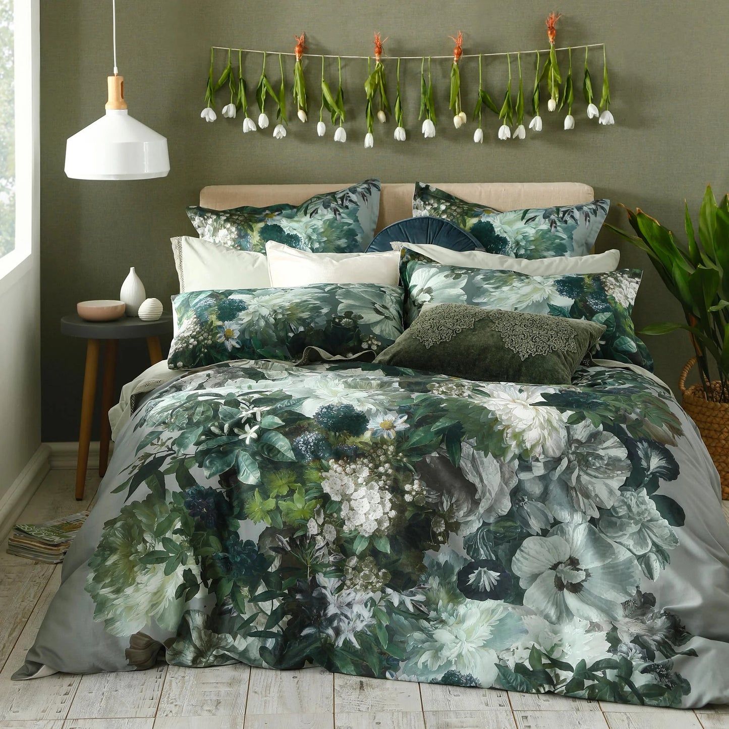 Printed Floral Jungle Bedding 100% Cotton Satin Percale TC230