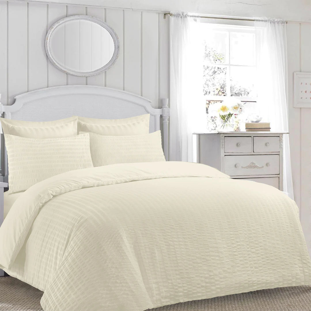 100% Cotton Seersucker Soft Duvet Cover Set