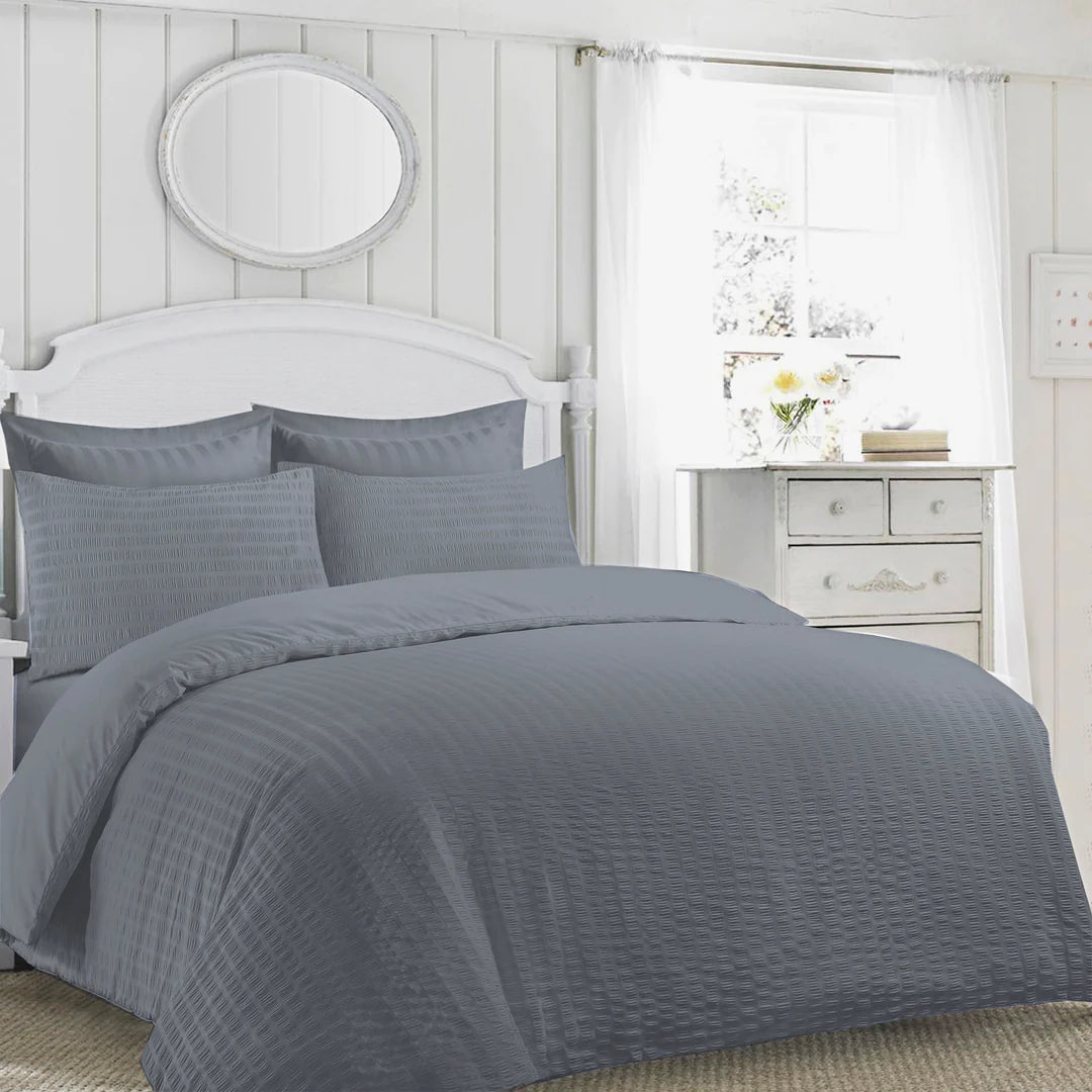 100% Cotton Seersucker Soft Duvet Cover Set